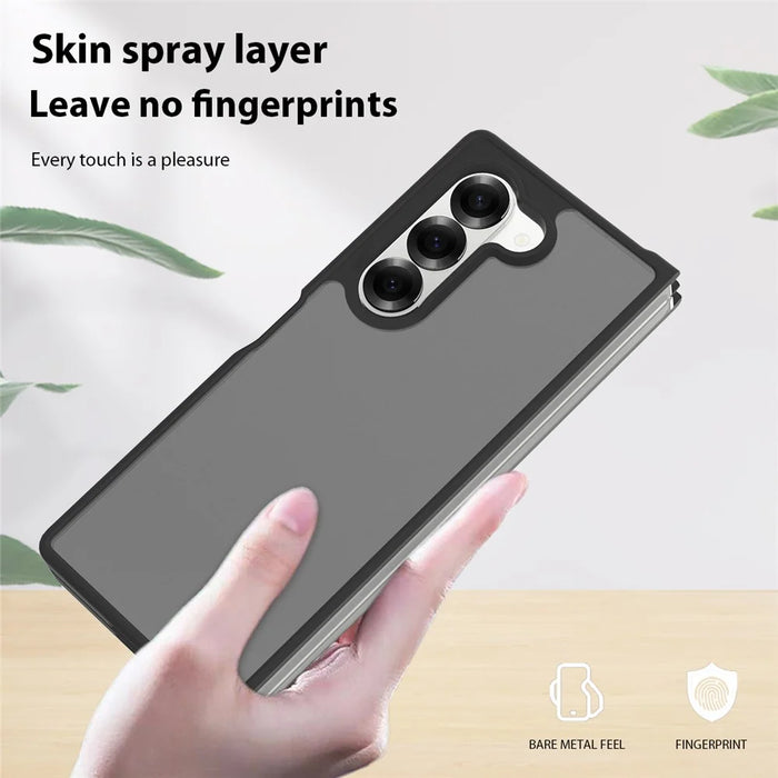 For Samsung Galaxy Z Fold6 5G Translucent Case Anti-fingerprint Shockproof TPU PC Protective Cover - Black - 4