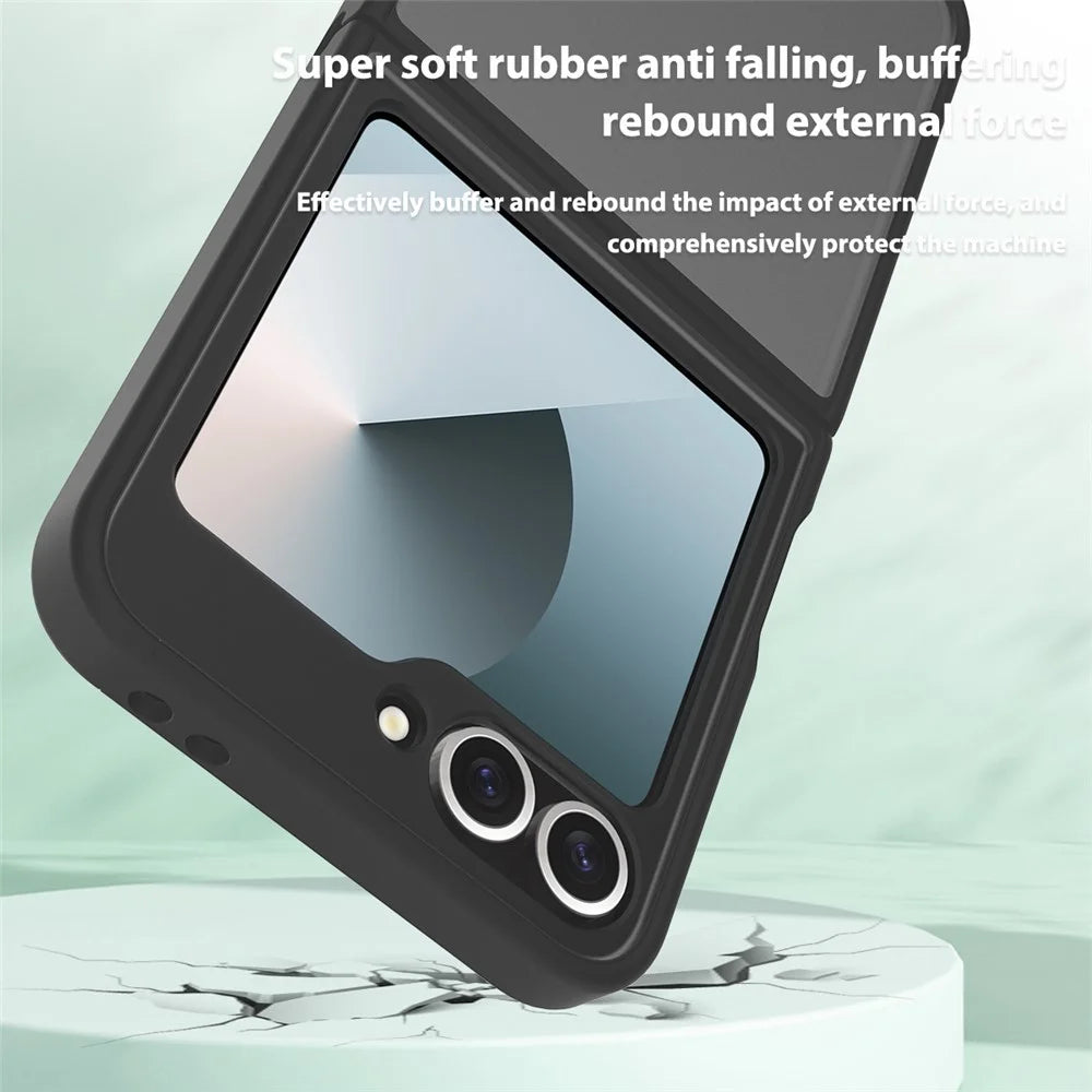 Translucent Case For Samsung Galaxy Z Flip6 5G  /  Flip7 FE 5G Anti-fingerprint Shockproof TPU PC Protective Cover - Black - 3