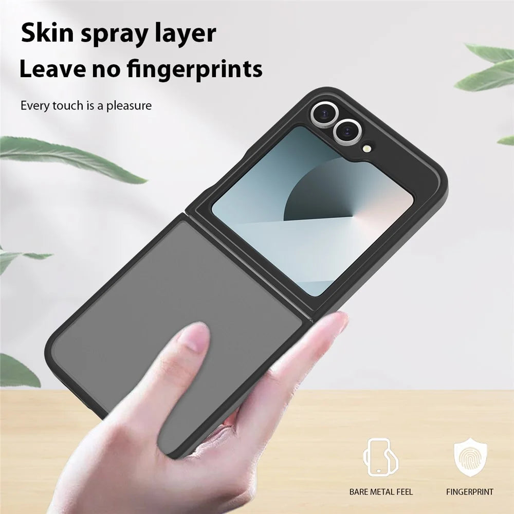 Translucent Case For Samsung Galaxy Z Flip6 5G  /  Flip7 FE 5G Anti-fingerprint Shockproof TPU PC Protective Cover - Black - 4
