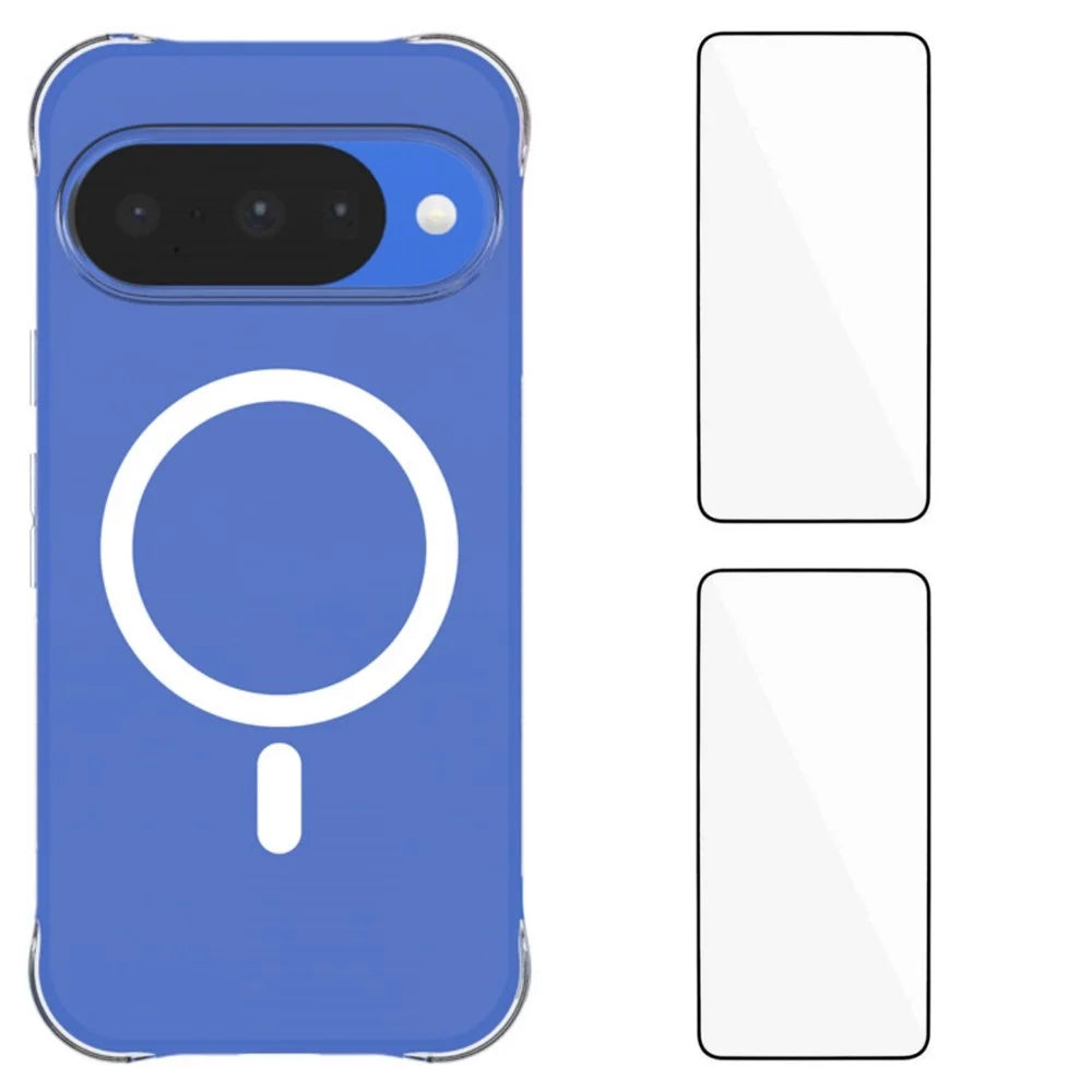WANLONFENG WL1 Series For Google Pixel 11 2.0mm Magnetic Case Big Lens Hole Clear TPU Phone Back Cover with 2Pcs Screen Films - Transparent - 1