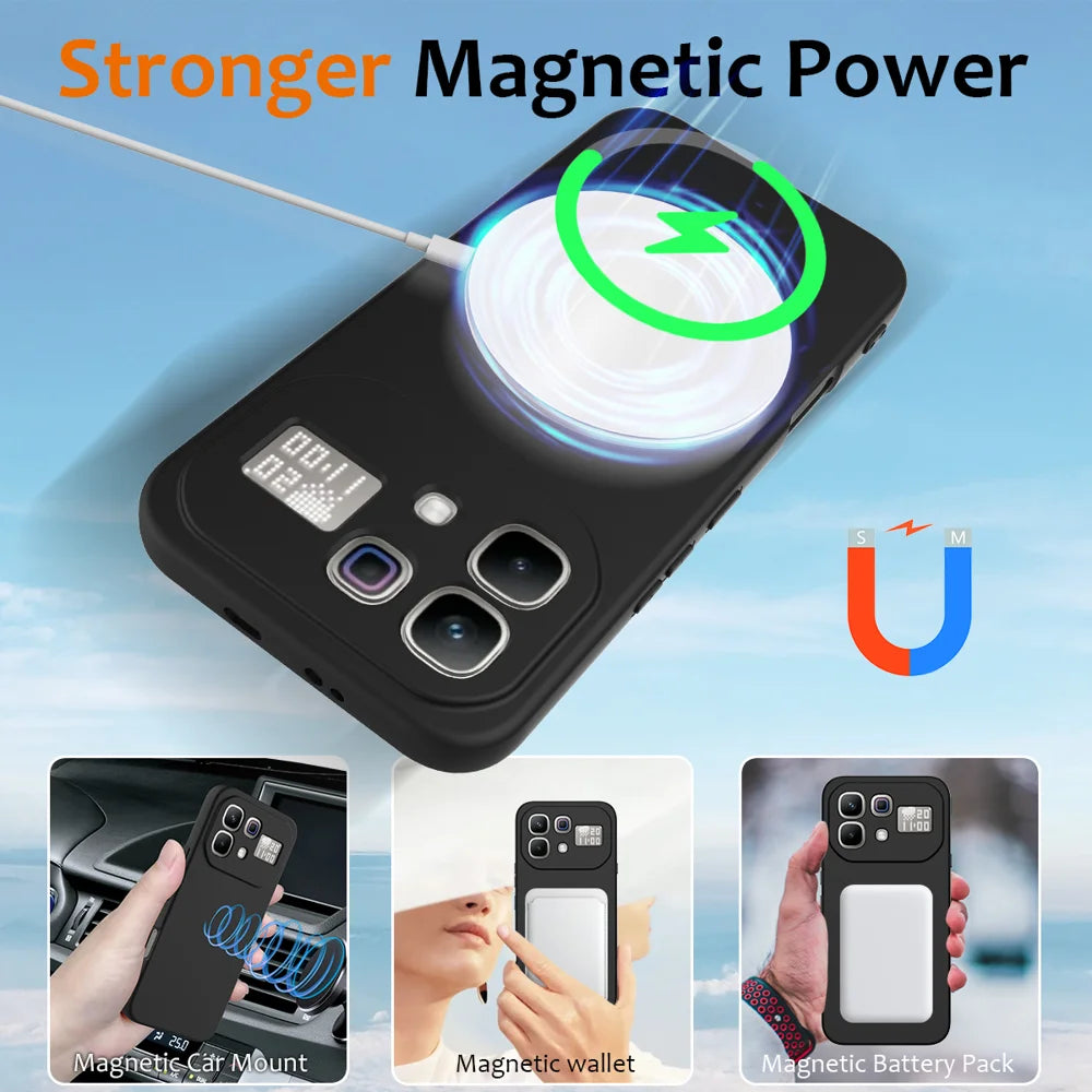 For Infinix Note 60 Pro 5G / Infinix Note 60 5G Magnetic Case Anti-Drop Liquid Silicone Phone Cover with Lanyard - Black - 3