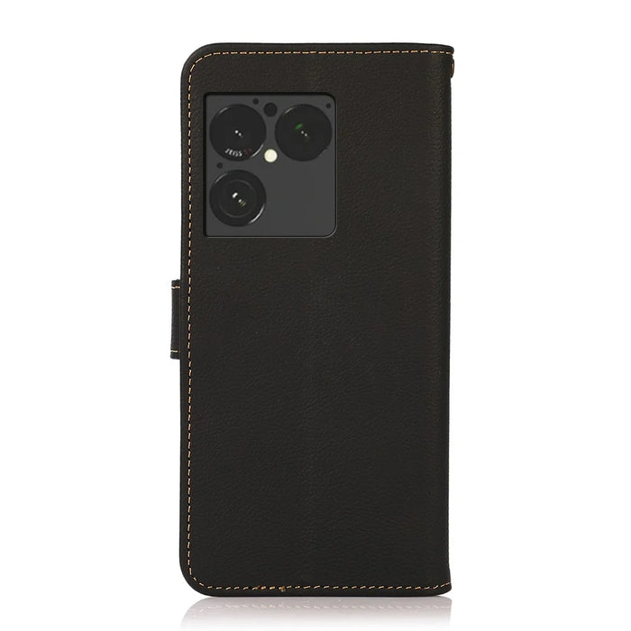 KHAZNEH for Sony Xperia 1 VIII Case Genuine Cow Leather RFID Blocking Wallet Phone Cover - Black - 7