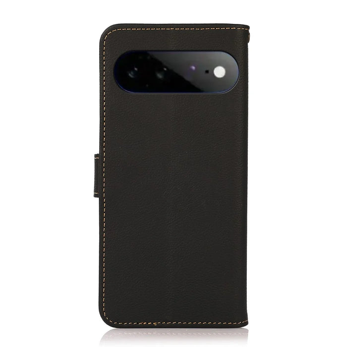 KHAZNEH for Google Pixel 11 Pro XL Case Genuine Cow Leather RFID Blocking Wallet Phone Cover - Black - 7
