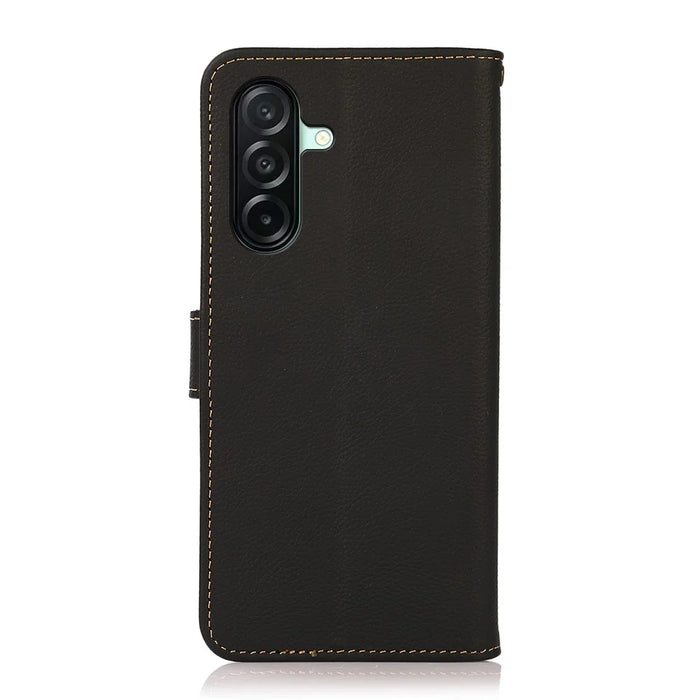 KHAZNEH for Samsung Galaxy A27 5G Case Genuine Cow Leather RFID Blocking Wallet Phone Cover - Black - 7