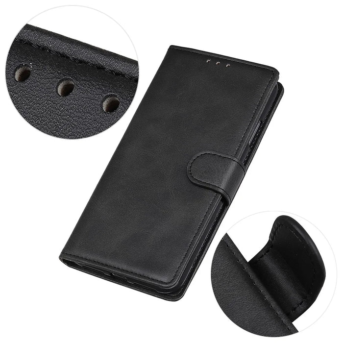 For OnePlus 15T 5G Case Cowhide Texture Leather Wallet Stand Phone Cover - Black - 4
