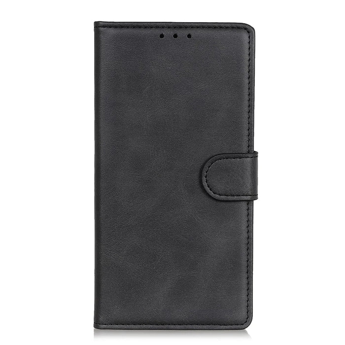 For OnePlus 15T 5G Case Cowhide Texture Leather Wallet Stand Phone Cover - Black - 6