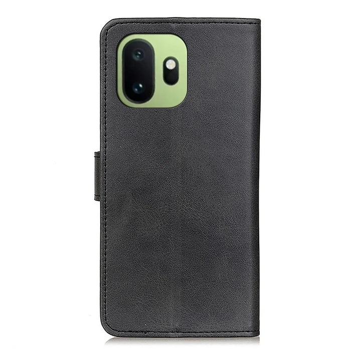 For OnePlus 15T 5G Case Cowhide Texture Leather Wallet Stand Phone Cover - Black - 7
