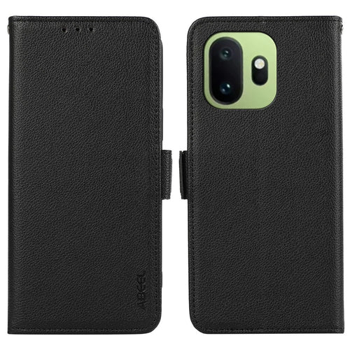 ABEEL For OnePlus 15T 5G Case Litchi Texture Leather RFID Blocking Phone Cover - Black - 1