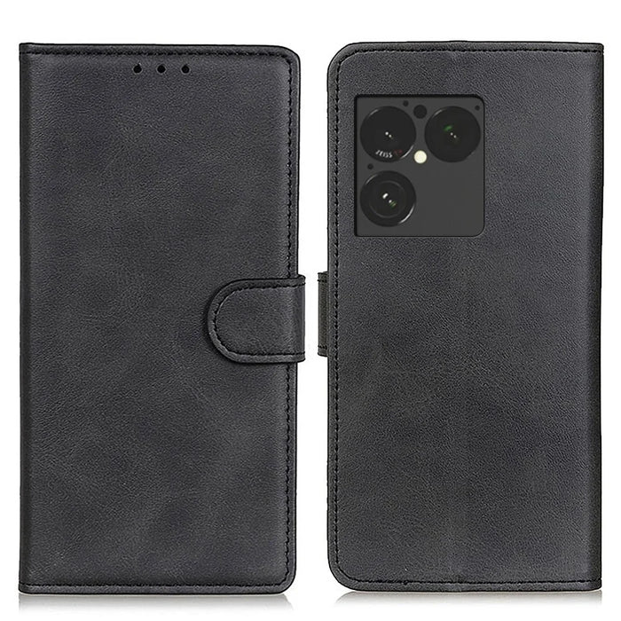 For Sony Xperia 1 VIII Case Cowhide Texture Leather Wallet Stand Phone Cover - Black - 1