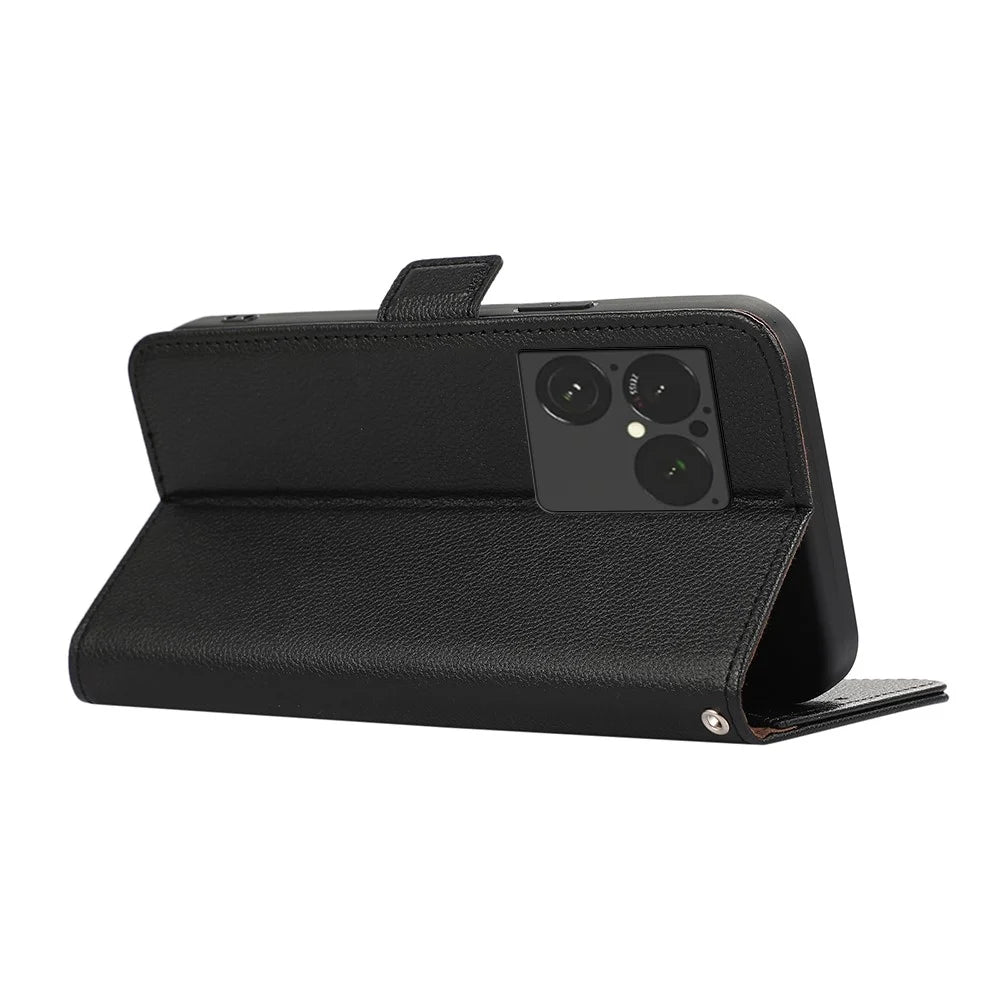 ABEEL For Sony Xperia 1 VIII Case Litchi Texture Leather RFID Blocking Phone Cover - Black - 3