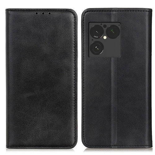 For Sony Xperia 1 VIII Case Cowhide Texture Split Leather Flip Wallet Phone Cover - Black - 1