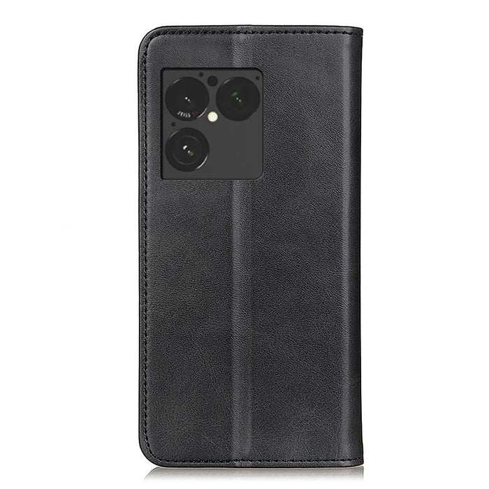 For Sony Xperia 1 VIII Case Cowhide Texture Split Leather Flip Wallet Phone Cover - Black - 7