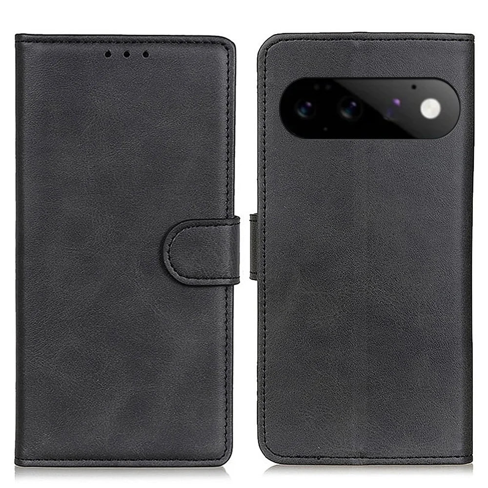 For Google Pixel 11  /  Pixel 11 Pro Case Cowhide Texture Leather Wallet Stand Phone Cover - Black - 1
