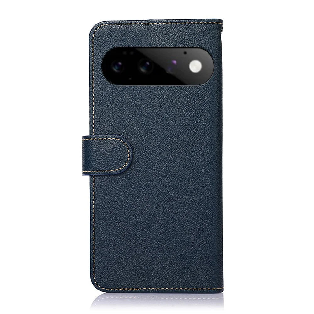 KHAZNEH For Google Pixel 11  /  Pixel 11 Pro Case RFID Blocking Wallet Litchi Texture PU Leather Phone Cover with Strap - Blue - 7