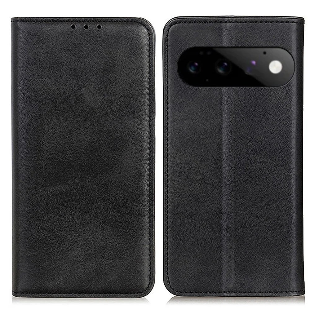 For Google Pixel 11  /  Pixel 11 Pro Case Cowhide Texture Split Leather Flip Wallet Phone Cover - Black - 1