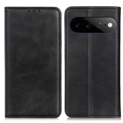 For Google Pixel 11 Pro XL Case Cowhide Texture Split Leather Flip Wallet Phone Cover - Black - 1