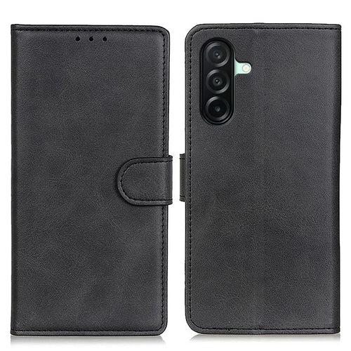 For Samsung Galaxy A27 5G Case Cowhide Texture Leather Wallet Stand Phone Cover - Black - 1