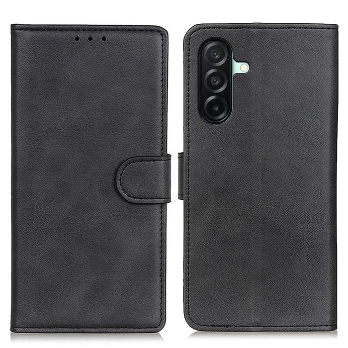 For Samsung Galaxy A27 5G Case Cowhide Texture Leather Wallet Stand Phone Cover - Black - 1