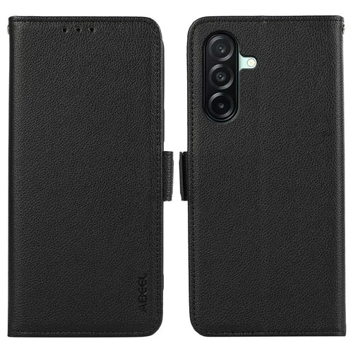 ABEEL For Samsung Galaxy A27 5G Case Litchi Texture Leather RFID Blocking Phone Cover - Black - 1