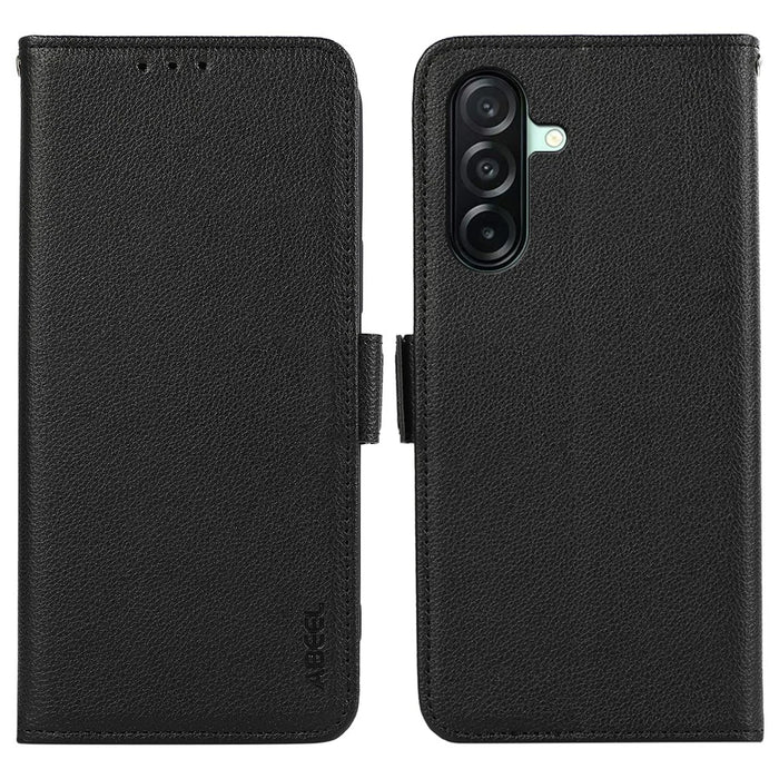 ABEEL For Samsung Galaxy A27 5G Case Litchi Texture Leather RFID Blocking Phone Cover - Black - 1