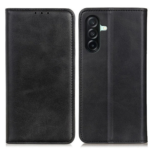 For Samsung Galaxy A27 5G Case Cowhide Texture Split Leather Flip Wallet Phone Cover - Black - 1