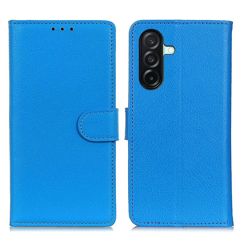 For Samsung Galaxy A27 5G Wallet Case PU Leather Phone Cover Litchi Texture - Blue - 1