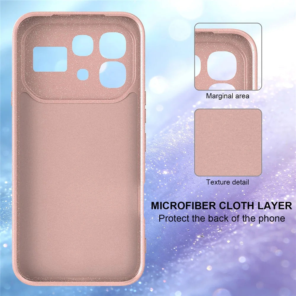 Magnetic Case For Infinix Note 60 5G  /  60 Pro 5G Glitter TPU Shockproof Phone Cover with Lanyard - Pink - 3