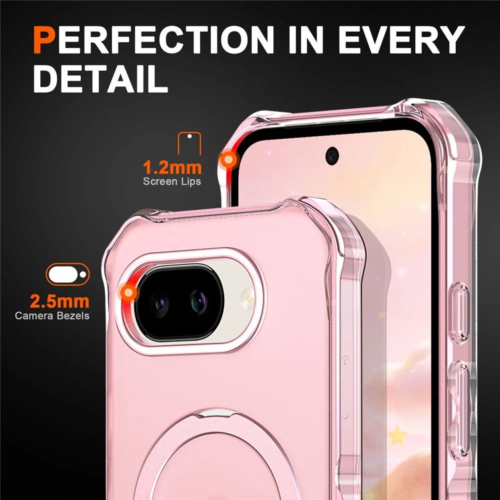 For Google Pixel 10a Magnetic Case Matte Kickstand Hybrid Phone Cover Small Wavy Edge - Pink - 7