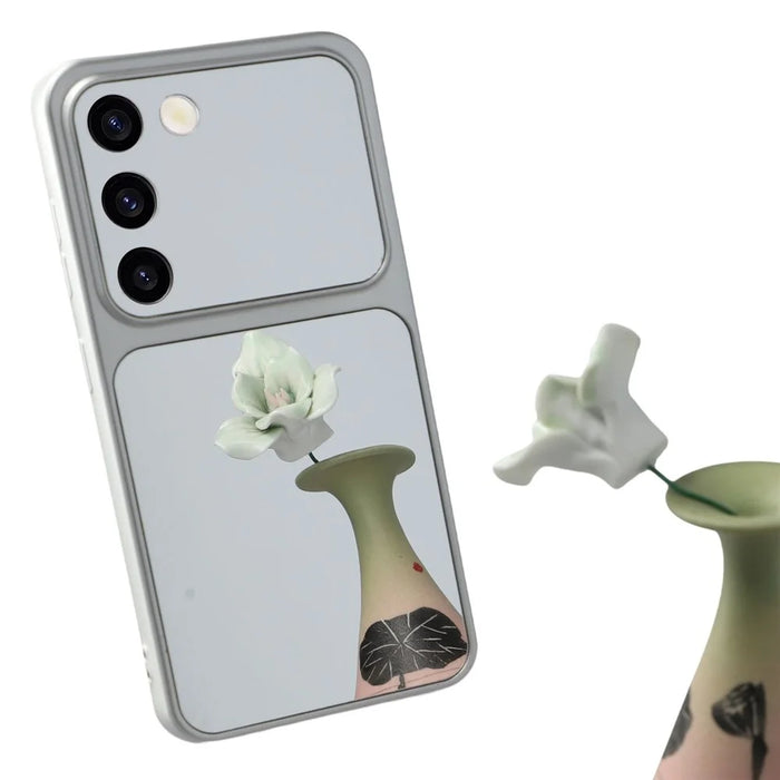 For Samsung Galaxy S23 Phone Case Mirror Electroplating TPU Cover - Silver - 1