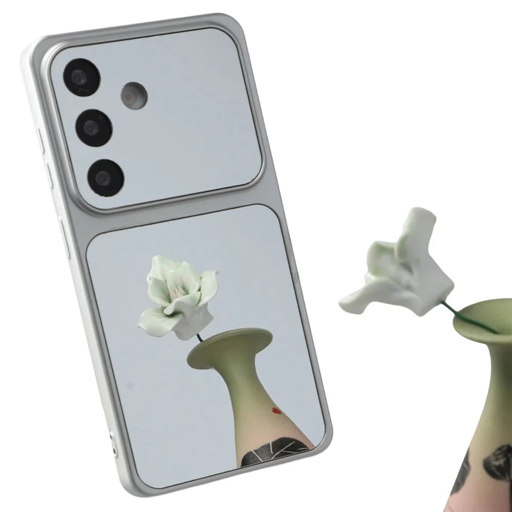 For Samsung Galaxy A55 5G Phone Case Mirror Electroplating TPU Cover - Silver - 1