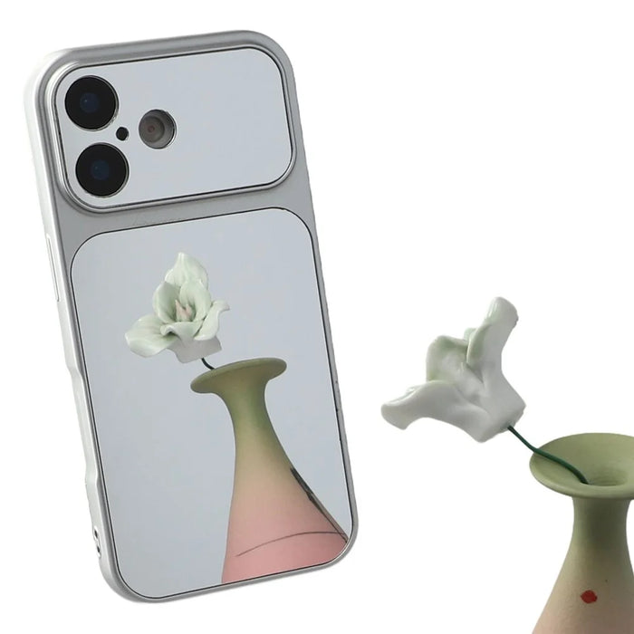 For iPhone 16 Phone Case Mirror Electroplating TPU Cover - Silver - 1