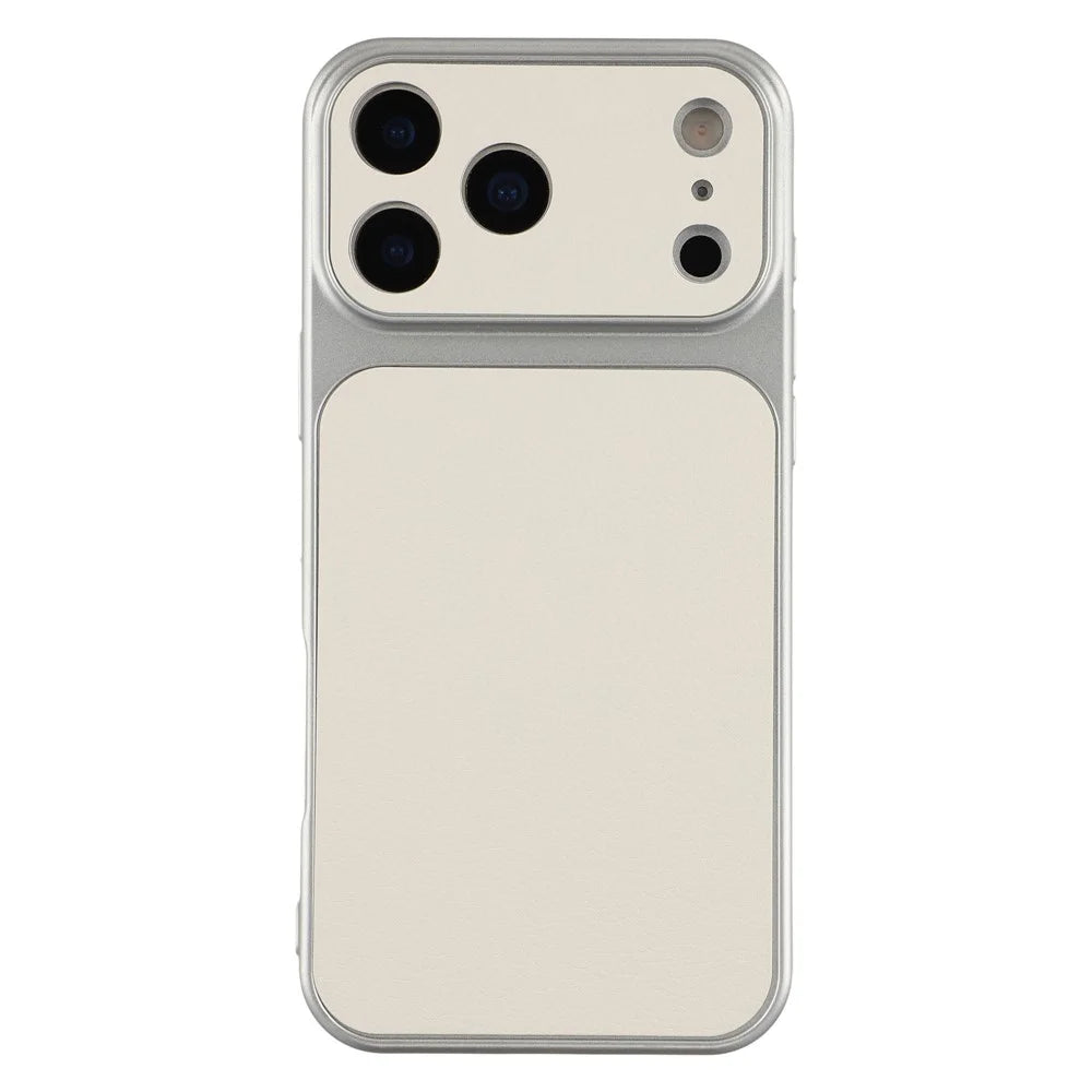 For iPhone 17 Pro Max Case Sheepskin Texture Leather Coated TPU Phone Cover with Precise Camera Cutouts - White - 1