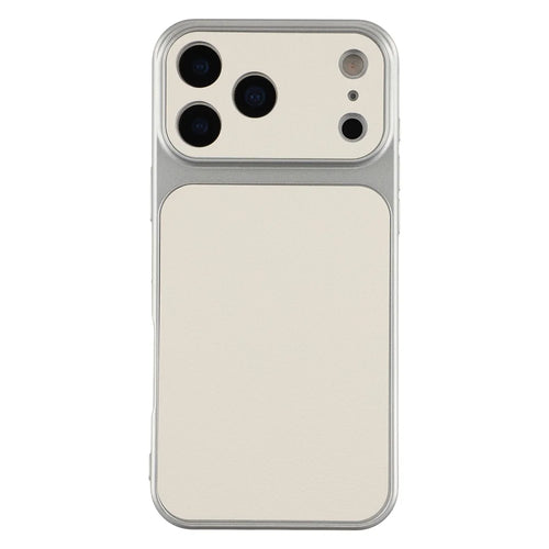 For iPhone 17 Pro Max Case Sheepskin Texture Leather Coated TPU Phone Cover with Precise Camera Cutouts - White - 1