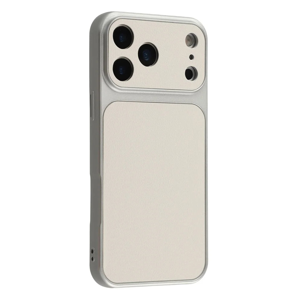 For iPhone 17 Pro Max Case Sheepskin Texture Leather Coated TPU Phone Cover with Precise Camera Cutouts - White - 2