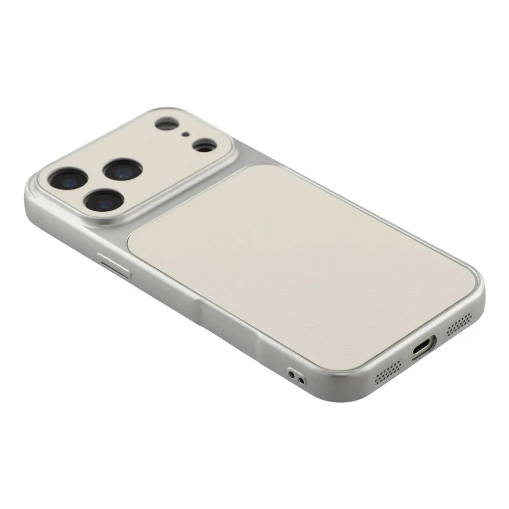 For iPhone 17 Pro Max Case Sheepskin Texture Leather Coated TPU Phone Cover with Precise Camera Cutouts - White - 3