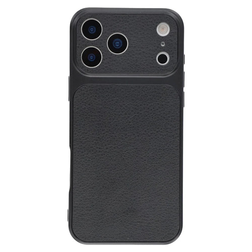 For iPhone 17 Pro Case Sheepskin Texture Leather Coated TPU Phone Cover with Precise Camera Cutouts - Black - 1