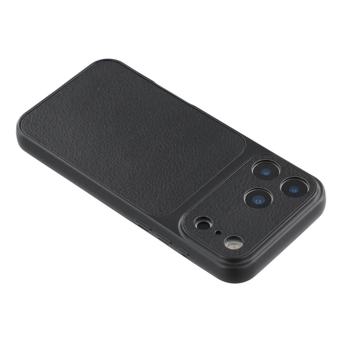 For iPhone 17 Pro Case Sheepskin Texture Leather Coated TPU Phone Cover with Precise Camera Cutouts - Black - 4