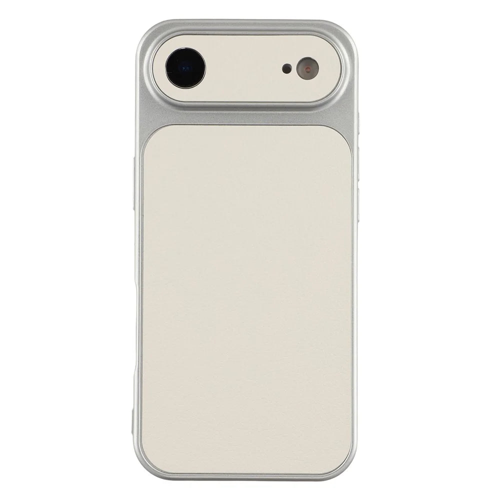 For iPhone Air Case Sheepskin Texture Leather Coated TPU Phone Cover with Precise Camera Cutouts - White - 1