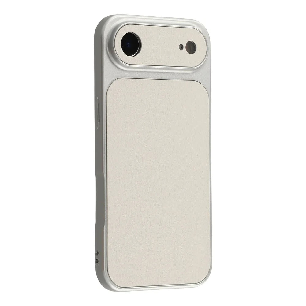 For iPhone Air Case Sheepskin Texture Leather Coated TPU Phone Cover with Precise Camera Cutouts - White - 2