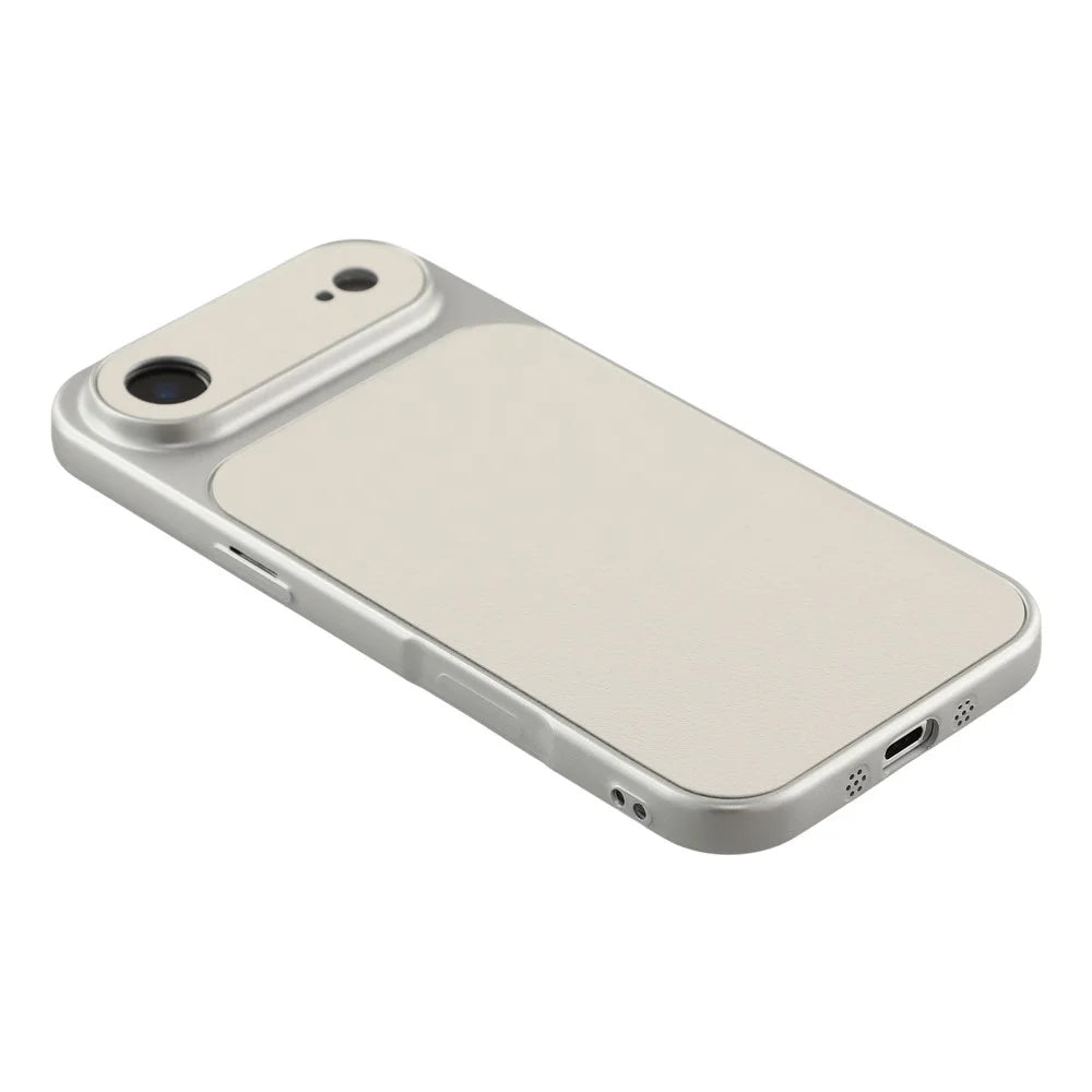 For iPhone Air Case Sheepskin Texture Leather Coated TPU Phone Cover with Precise Camera Cutouts - White - 3