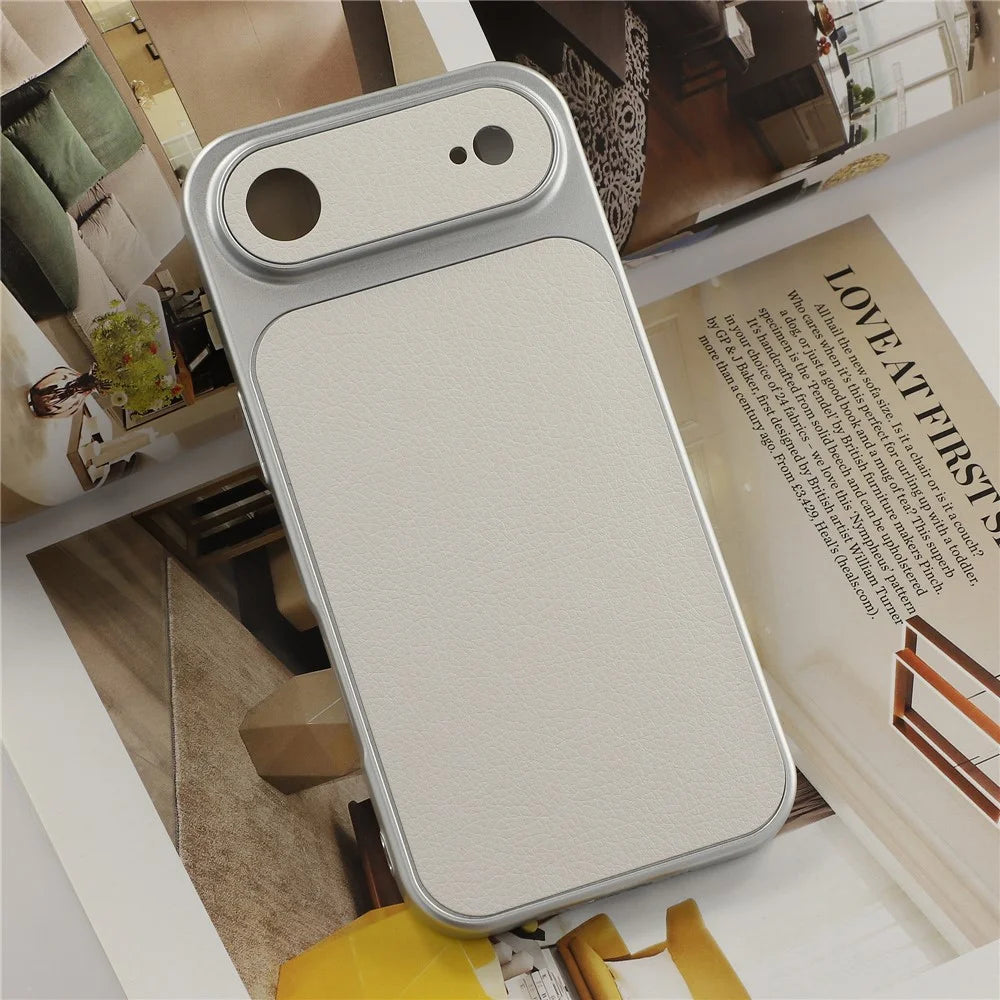 For iPhone Air Case Sheepskin Texture Leather Coated TPU Phone Cover with Precise Camera Cutouts - White - 5
