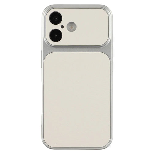 For iPhone 16 Case Sheepskin Texture Leather Coated TPU Phone Cover with Precise Camera Cutouts - White - 1