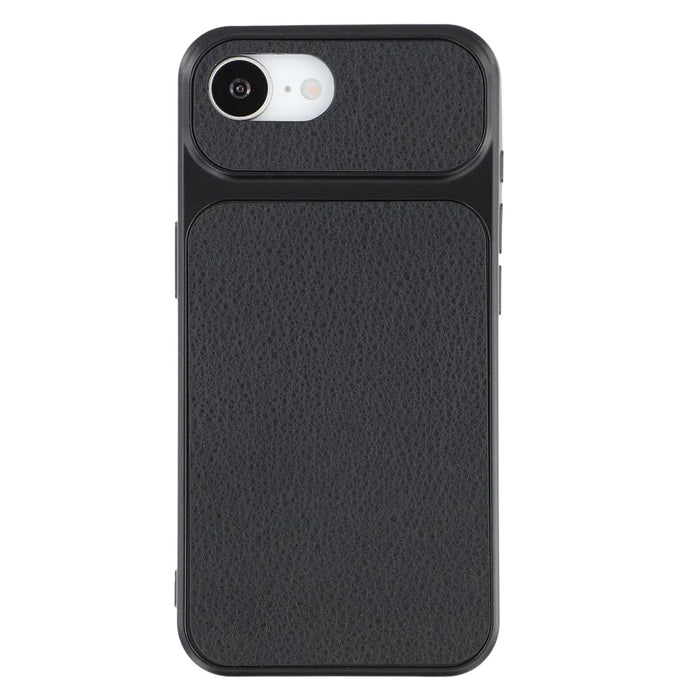 For iPhone 17e / 16e Case Sheepskin Texture Leather Coated TPU Phone Cover with Large Camera Cutouts - Black - 1