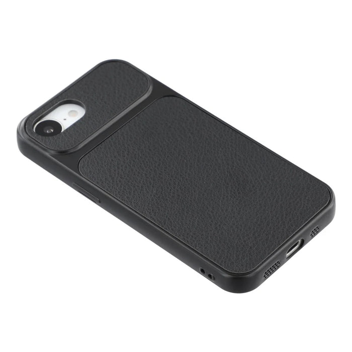 For iPhone 17e / 16e Case Sheepskin Texture Leather Coated TPU Phone Cover with Large Camera Cutouts - Black - 3