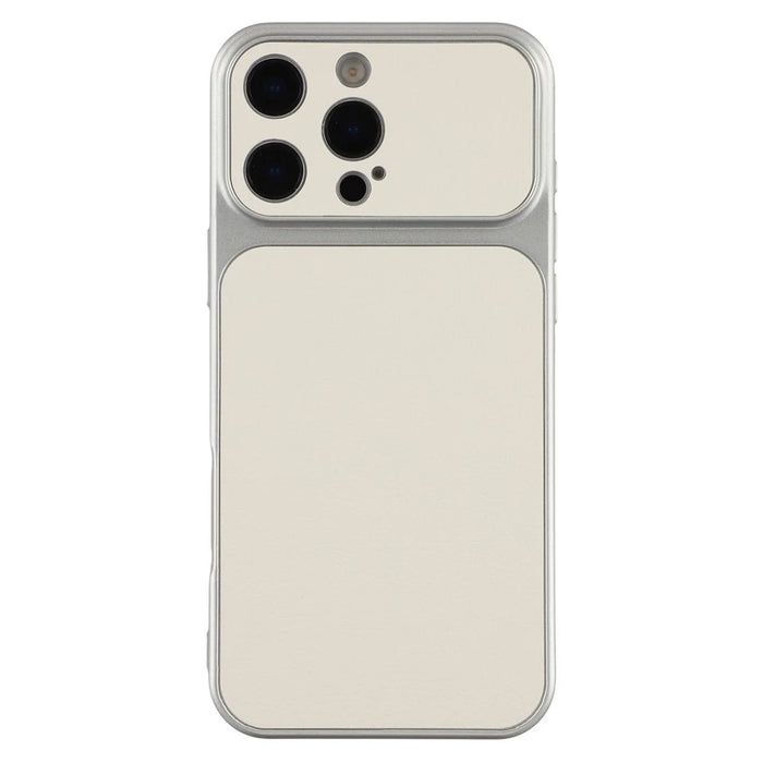 For iPhone 16 Pro Case Sheepskin Texture Leather Coated TPU Phone Cover with Precise Camera Cutouts - White - 1