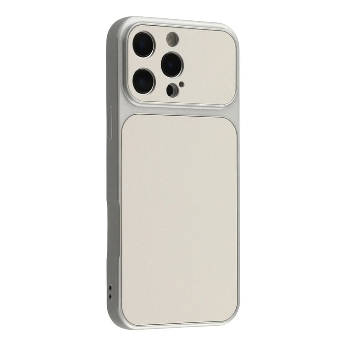 For iPhone 16 Pro Case Sheepskin Texture Leather Coated TPU Phone Cover with Precise Camera Cutouts - White - 2