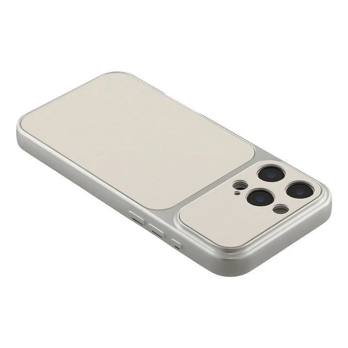 For iPhone 16 Pro Case Sheepskin Texture Leather Coated TPU Phone Cover with Precise Camera Cutouts - White - 4