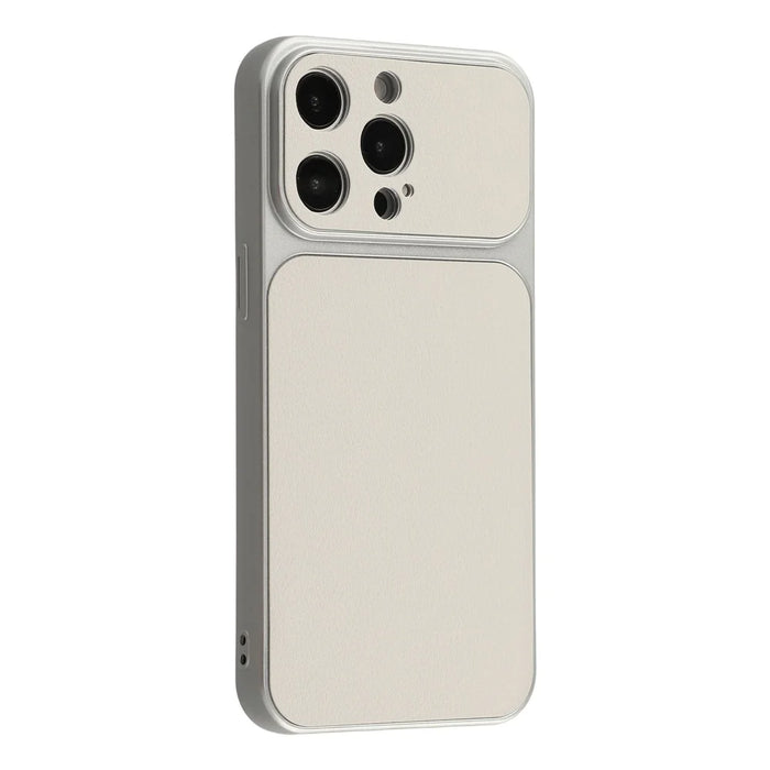 For iPhone 15 Pro Max Case Sheepskin Texture Leather Coated TPU Phone Cover with Precise Camera Cutouts - White - 2