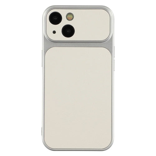 For iPhone 15 Case Sheepskin Texture Leather Coated TPU Phone Cover with Precise Camera Cutouts - White - 1