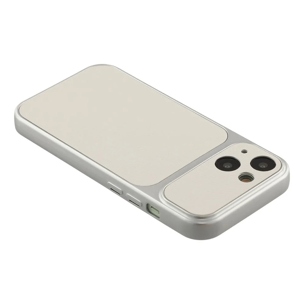 For iPhone 15 Case Sheepskin Texture Leather Coated TPU Phone Cover with Precise Camera Cutouts - White - 4